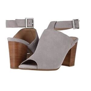 Vionic Kaia Stacked Heel Peep Toe Suede Sandals Romantic Flirty Orthotic Sz 7